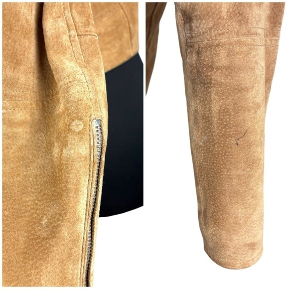 BLANK NYC COFFEE BEAN BROWN TAN SUEDE LEATHER CROPPED ZIP MOTO BIKER FALL JACKET - Picture 13 of 15